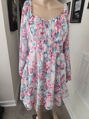 Express Floral Ruched Dress